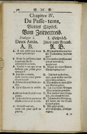 Chapitre IV. Du Passe-tems. = Viertes Capitel. Vom Zeitvertreib.