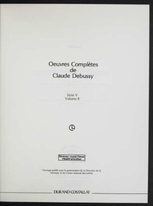 Sér. 5, Vol. 8: Jeux : Poème dansé
