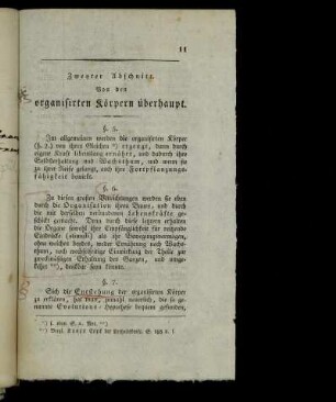 Zweyter Abschnitt. Von den organisirten Körpern überhaupt.