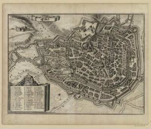 Vogelschauplan von Erfurt, Kupferstich, 1690 : Erfurt. - [Frankfurt : Matthäus Merian, 1690]. - 1 Vogelschaukt. : Kupferstich ; 38 x 28 cm