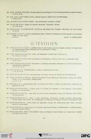 VI. Textilien (Nr. 457-478)