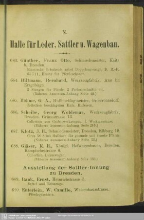 N. Halle für Leder, Sattler u. Wagenbau