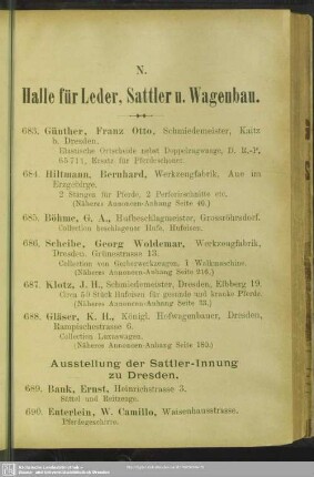 N. Halle für Leder, Sattler u. Wagenbau