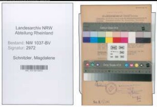 Entnazifizierung Magdalene Schnitzler , geb. 02.04.1904 (Kindergaertnerin)