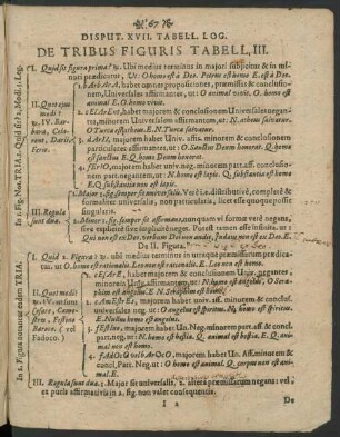 Disput. XVII. Tabell. Log. De Tribus Figuris Tabell. III.