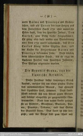 Die Republik Genua, jezt die Ligurische Republik