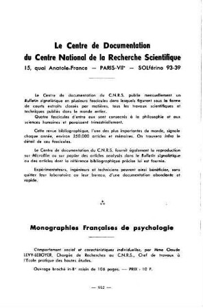642, Le Centre de Documentation du Centre National de la Recherche Scientifique