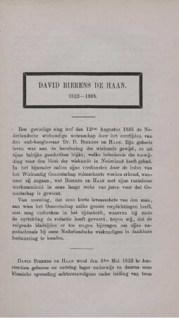 David Bierens De Haan. 1822-1895.