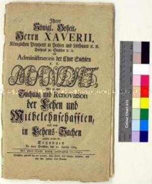 Mandat von Franz Xaver Prinz von Sachsen betreffend Lehnsangelegenheiten