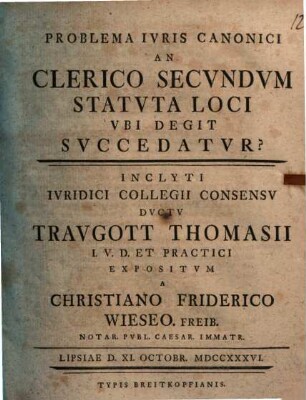 An Clerico Secvndvm Statvta Loci Vbi Degit Svccedatvr?