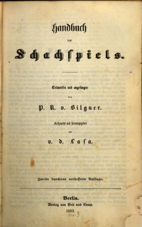 Handbuch des Schachspiels
