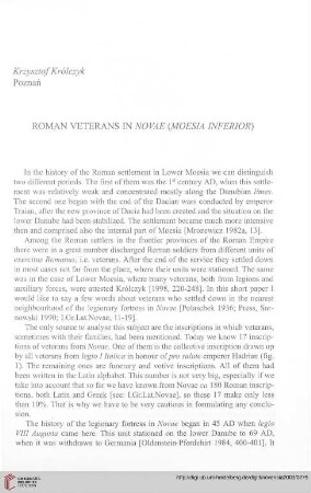 14: Roman veterans in Novae (Moesia Inferior)