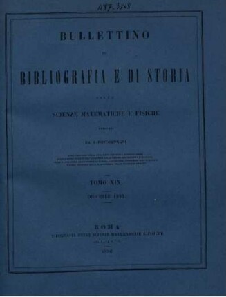 Tomo XIX. Dicembre 1886.