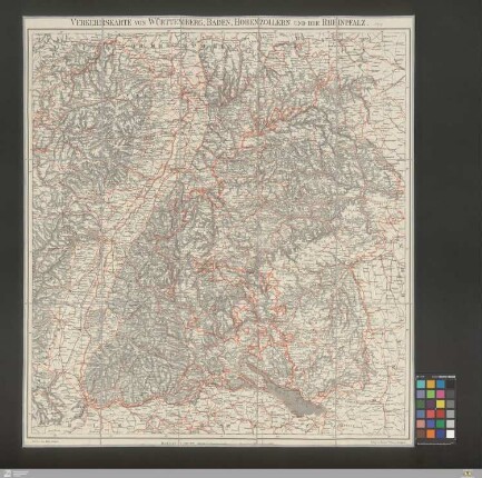 Verkehrskarte von Württemberg, Baden, Hohenzollern und der Rheinpfalz