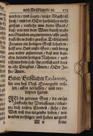 Gebet, geistlicher Exulanten
