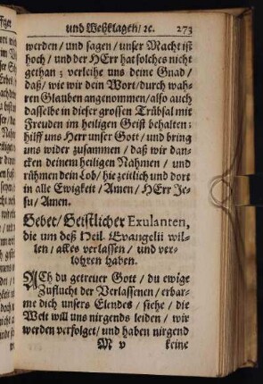 Gebet, geistlicher Exulanten