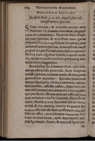 Meditatio Septima. De dicto Hebr. 1. v. ult. Angeli sunt administratorii Spiritus