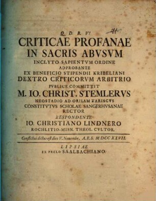 Criticae profanae in sacris abusum
