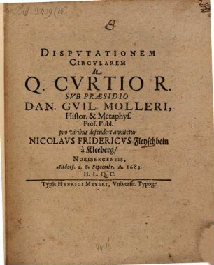Disputationem circularem de Q. Curtio R.