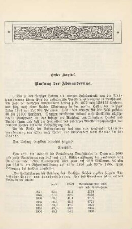 Erstes Kapitel. Umfang der Abwanderung