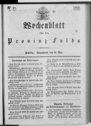 Nr. 21, Ausgabe vom 23. Mai 1863
