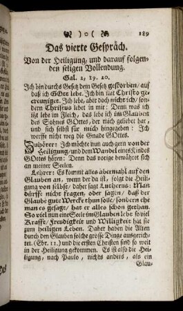 Das vierte Gespräch. Von der Heiligung, und darauf folgenden seligen Vollendung.
