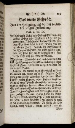 Das vierte Gespräch. Von der Heiligung, und darauf folgenden seligen Vollendung.