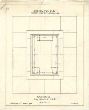 Pfann, Paul; München; Pettenkofer-Denkmal - Sockel (Grundriss m. Schnitt)