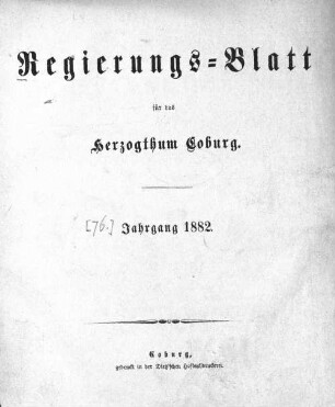 Regierungs-Blatt für das Herzogtum Coburg. 1882