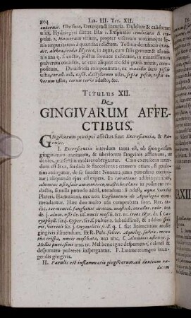 Titulus XII. De Gingivarum Affectibus