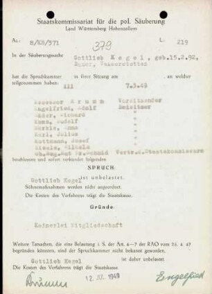 Kegel, Gottlieb