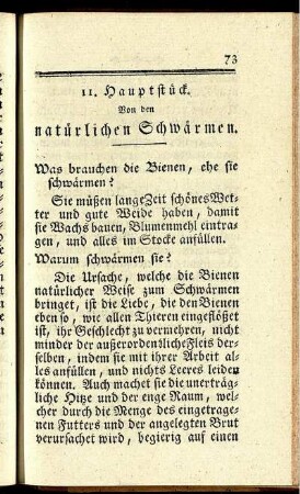 11. Hauptstück. Von den natürlichen Schwärmen.