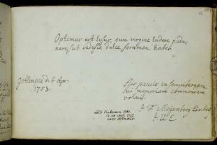 Johann Friedrich Meyenberg. Göttingen, 6.4.1753.