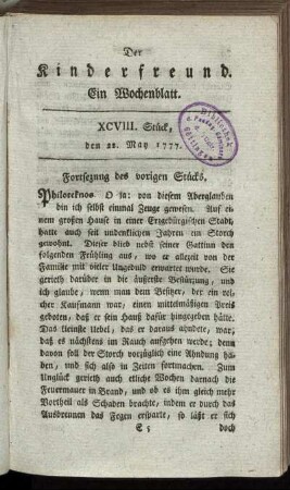 XCVIII. Stück, den 22. May 1777