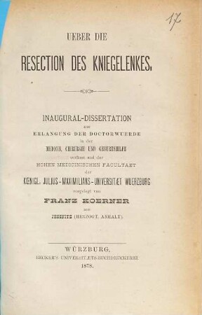 Ueber die Resection des Kniegelenkes