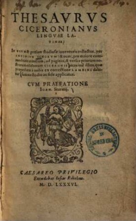 Thesaurus Ciceronianus linguae latinae
