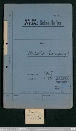 Herstellung und Verleihung von Medaillen sowie Entwicklung der Medaillensammlung