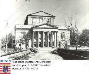 Darmstadt, Landestheater / Frontalansicht nach der Zerstörung am 12. September 1944