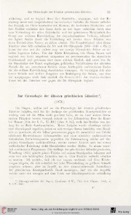 Zur Chronologie der ältesten griechischen Künstler