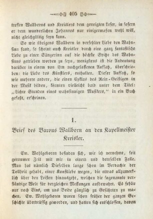 1. Brief des Barons Wallborn an den Kapellmeister Kreisler