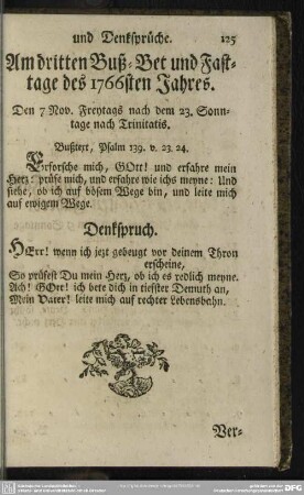 Am dritten Buß- Bet und Fasttage des 1766sten Jahres