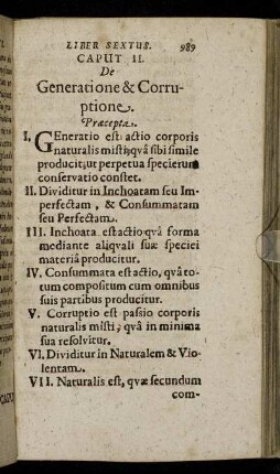 Caput II. De Generatione & Corruptione.