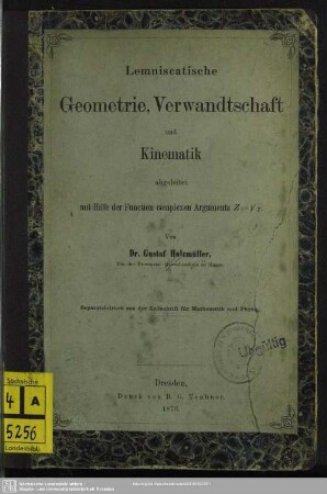 Lemniscatische Geometrie, Verwandtschaft und Kinematik, abgeleitet mit Hilfe der Function complexen Arguments Z = [Wurzel] z
