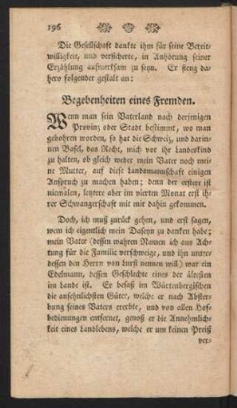 Begebenheiten eines Fremden.
