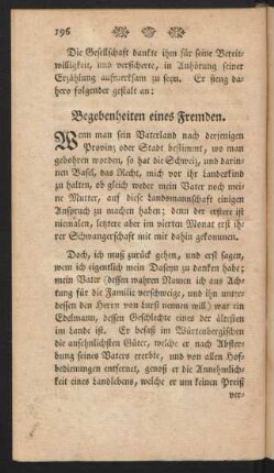 Begebenheiten eines Fremden.