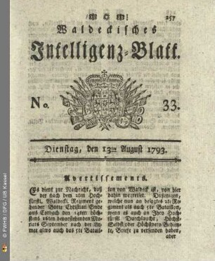 No. 33. Dienstag, den 13ten August 1793