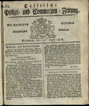 Nr. 61, Mittwoch, den 31sten Julii 1816