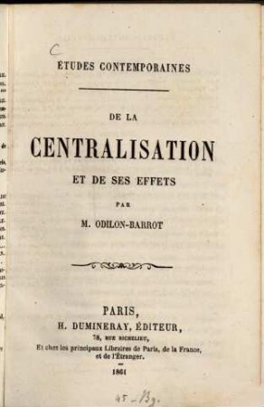 De la centralisation et de ses effets