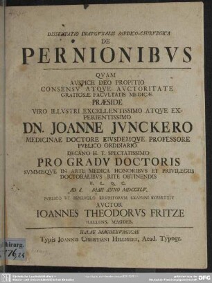 Dissertatio Inauguralis Medico-Chirurgica De Pernionibus