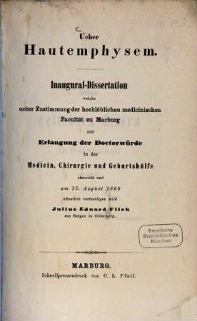 Über Hautemphysem : (Inaugural-Diss.)